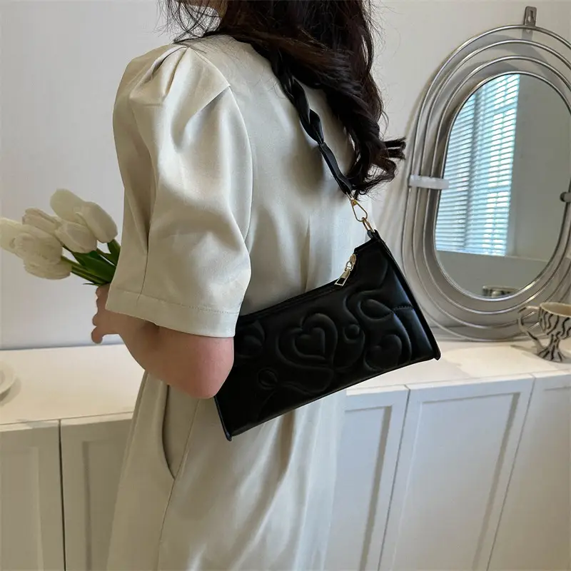 Solid Color Fashion Underarm Pleated Portable Trendy Women's Small Square Bag