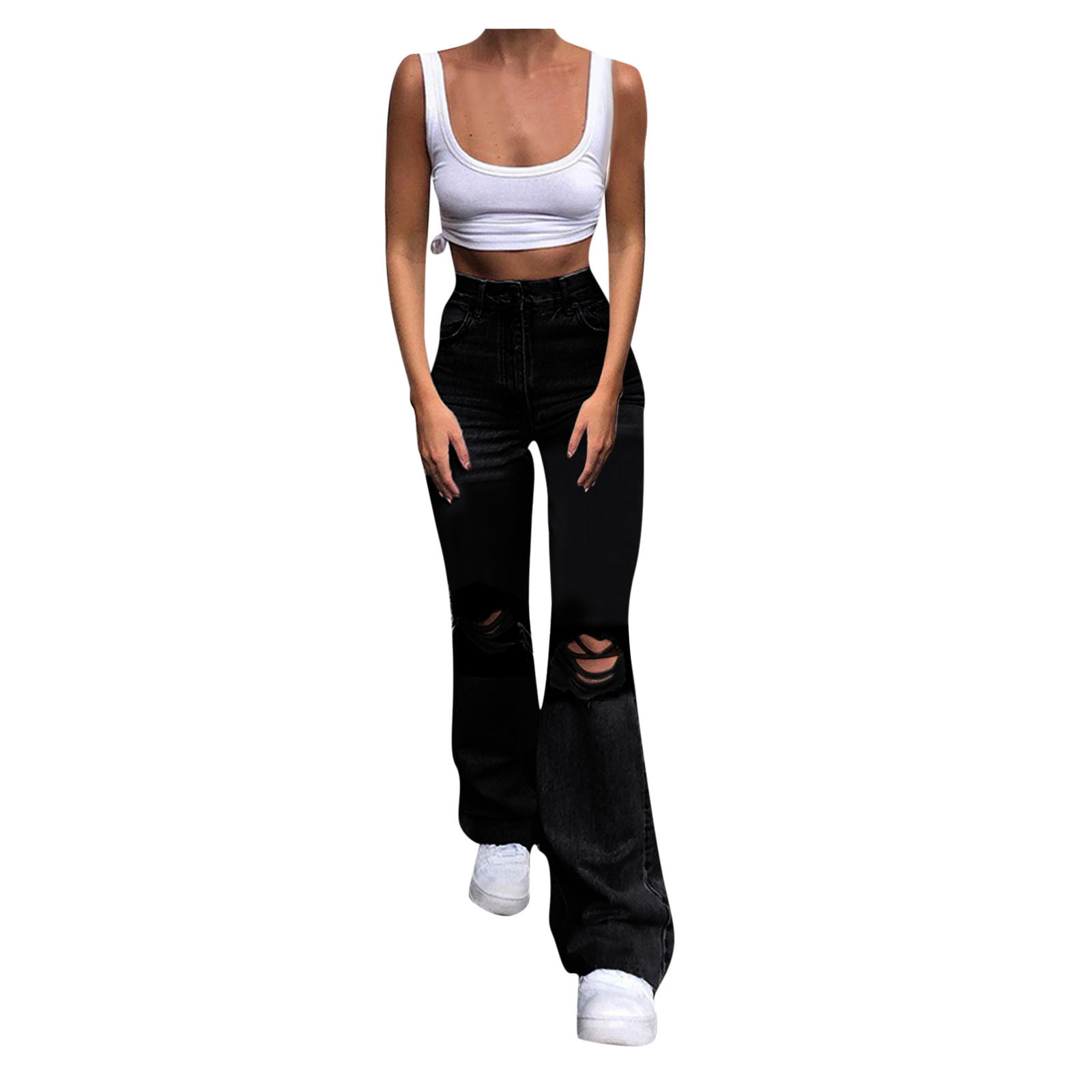 Title 5, Womens popular high waist wide leg jeans, offe...