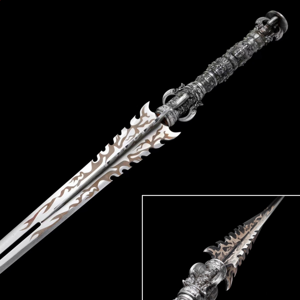 Long Style Han Jian, Demon Subduing Sword, High Manganese Steel Battle Sword Unsharpened Cold Weapon For Self-Defense,  Decoration