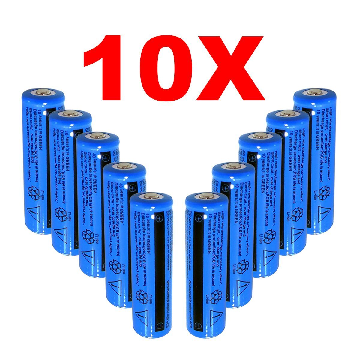 10Pcs 18650 Lithium Battery 3.7V Rechargerable Li-ion 3000mAh Batteries For Torc