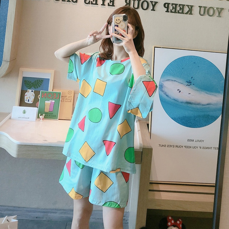 Two-piece Pajamas Short-sleeved Cute Cartoon Home Service Suit
