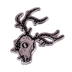 Starry Deer Skull Enamel Pin Ghost Elk Badge Pagan Gothic Jewelry - Black - View 1