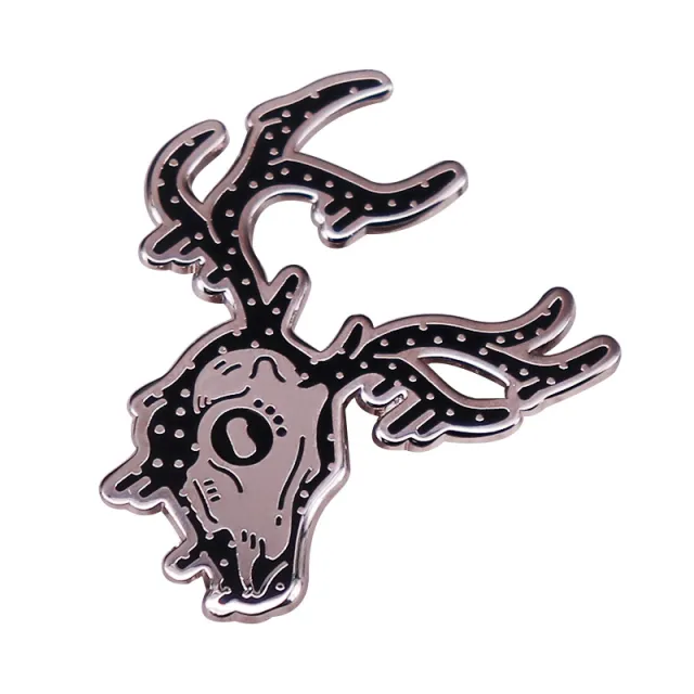Starry Deer Skull Enamel Pin Ghost Elk Badge Pagan Gothic Jewelry Black - Shop at LoveMi