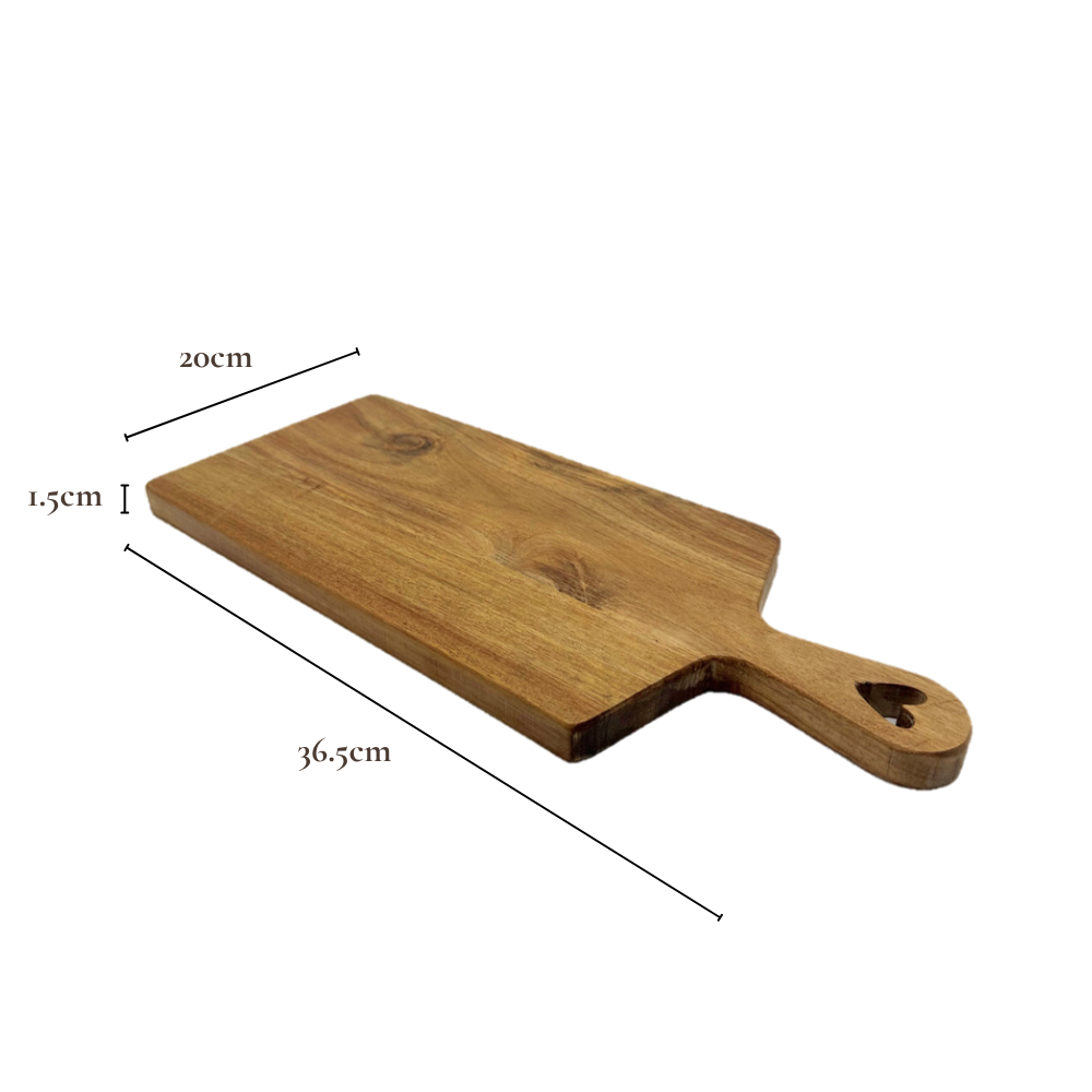 Heart handle acacia wood serving tray multi-purpose wooden