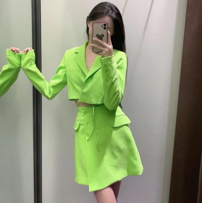 Spring New Striped Stretch Top Pocket Mini Skirt