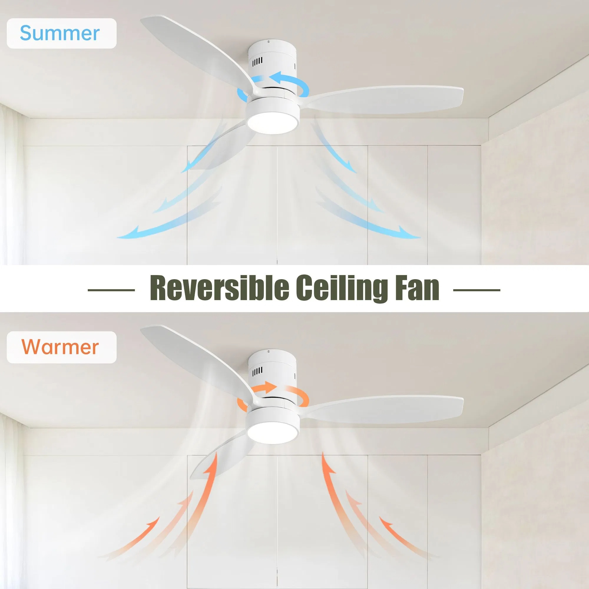 52 Inch Indoor Outdoor Ceiling Fan Solid Wood Fan Blade Noiseless Reversible Motor Remote Control With Light — foto 2