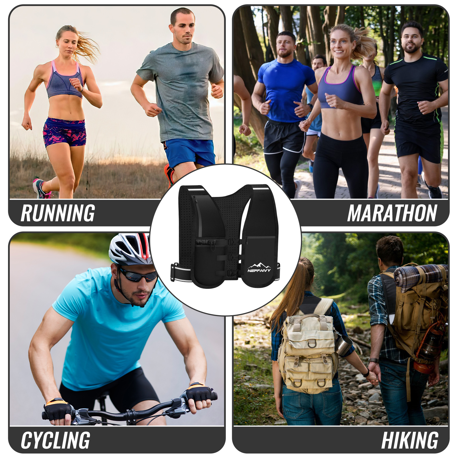 Nepfaivy Running Vest Women And Men Reflective With 6 Pockets Waterproof Phone — image 9