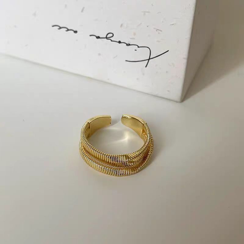 Mocha Brown Serpentine Tiger Eye Alloy Ring For Women, Unique Vintage Design, Luxury Light Luxury Adjustable Index Finger Ring