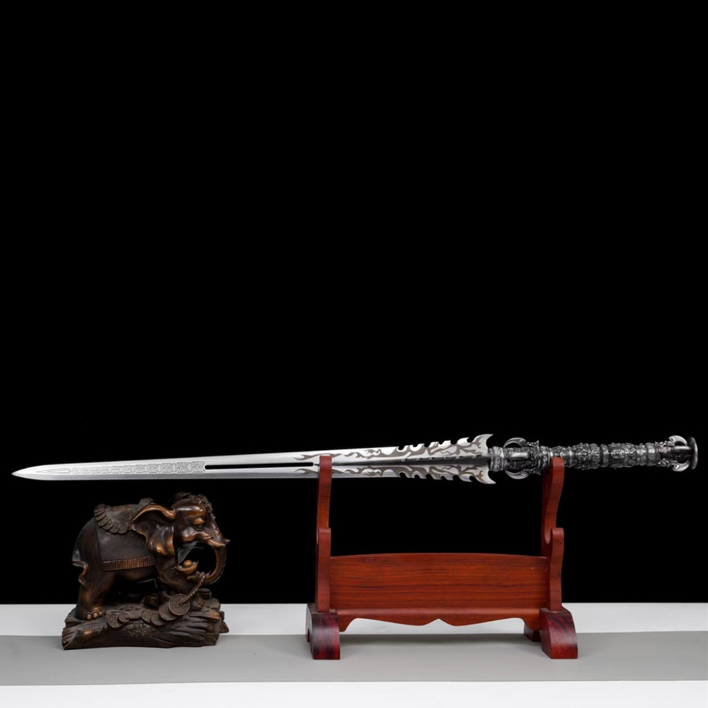 Long Style Han Jian, Demon Subduing Sword, High Manganese Steel Battle Sword Unsharpened Cold Weapon For Self-Defense,  Decoration