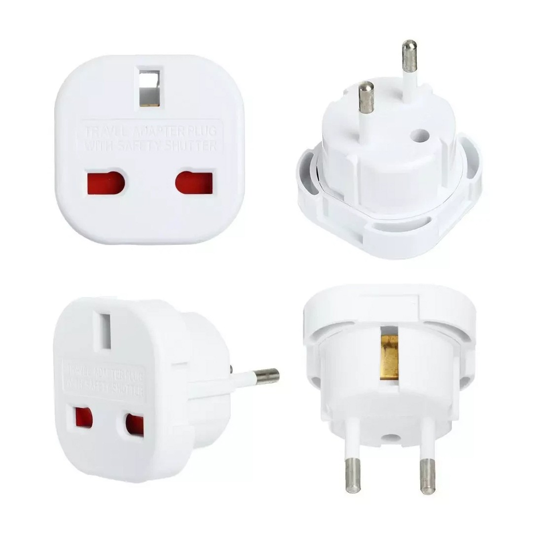 10PCS UK To EU Euro Europe European Travel Adaptor Plug 2 Pin Adapter--white — image 10