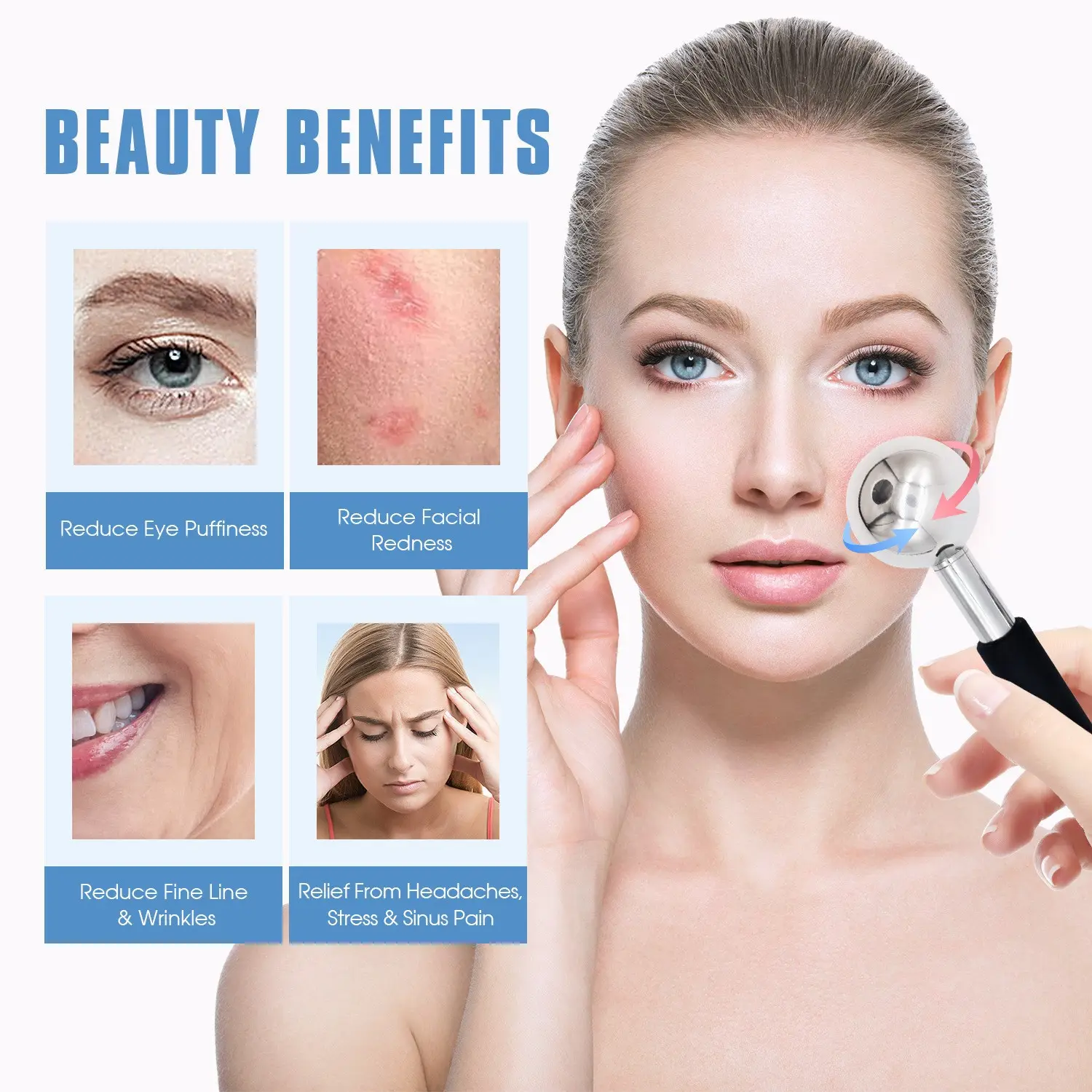 Ice Facial Massage Roller, Stainless Steel Cryo