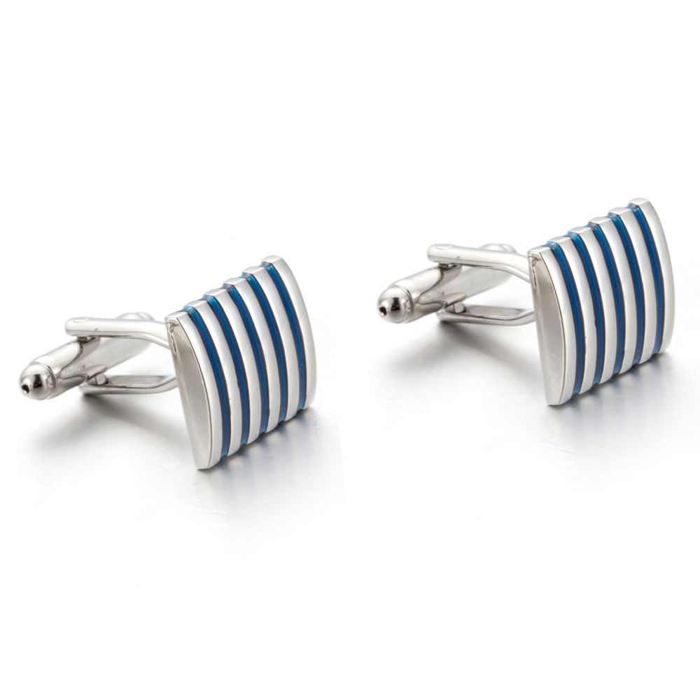 Title 2, French Shirt Cufflinks Business Blue Stripes