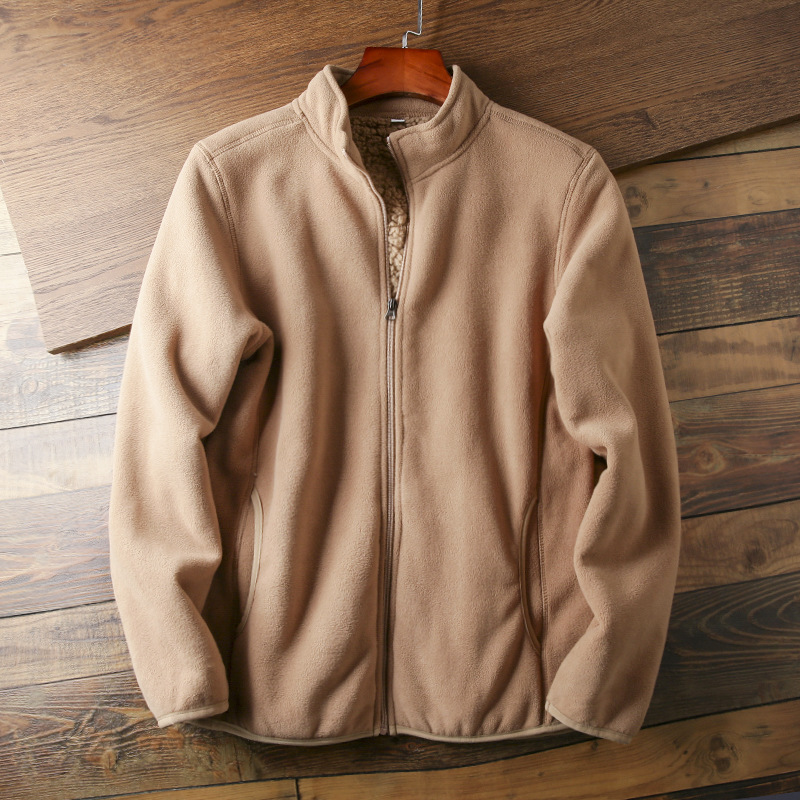 New Men's Fashionable Reversible Velvet Warm Stand Collar Coat