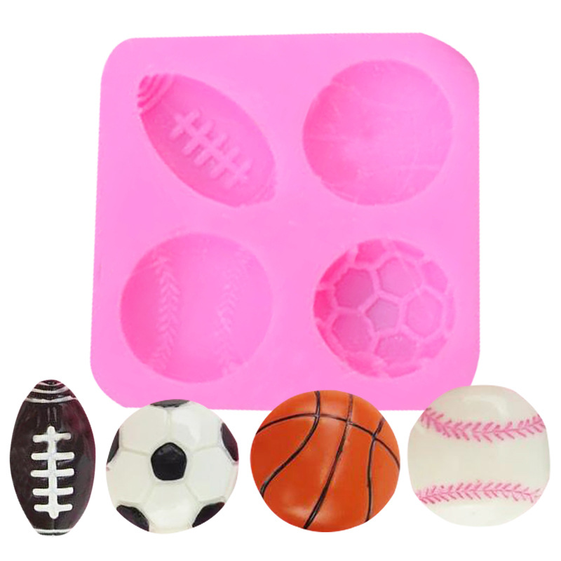 Football Basketball Rugby Baseball Silicone Mold DIY Chocolate Baking