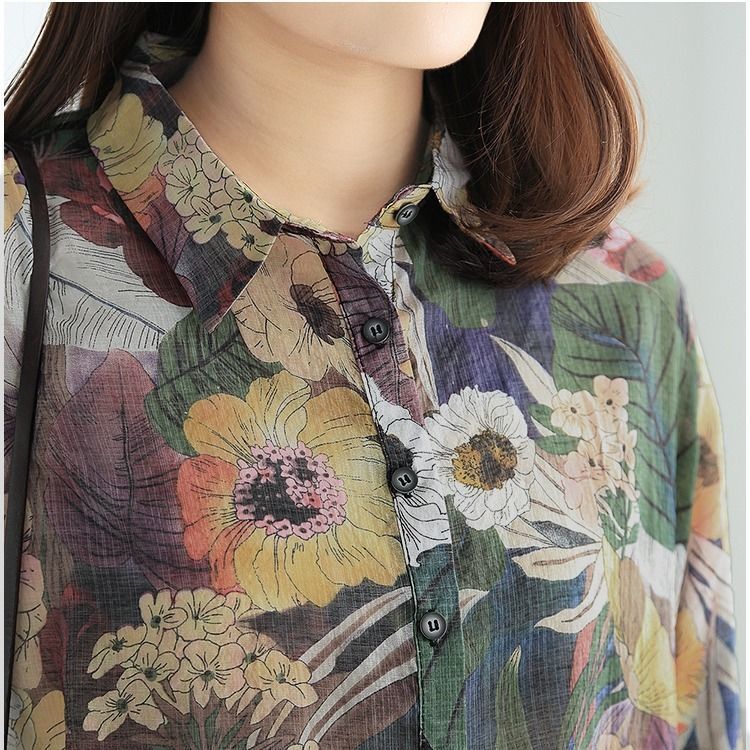 Title 6, New Retro Printed Pullover Lapel Cotton Shirt F...