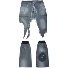 Women's Cyberpunk Spicy Denim Shorts - Grey - View 1