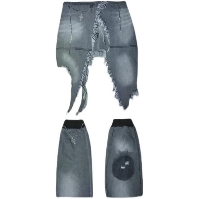 Women's Cyberpunk Spicy Denim Shorts Grey - Shop at LoveMi