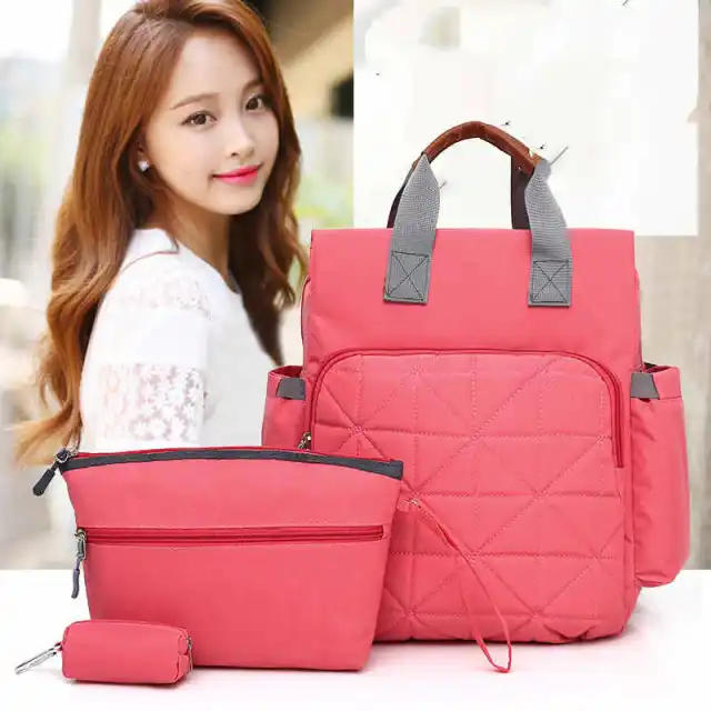 Oxford Cloth PU Leather Sports Three piece Package Pink - Shop at LoveMi