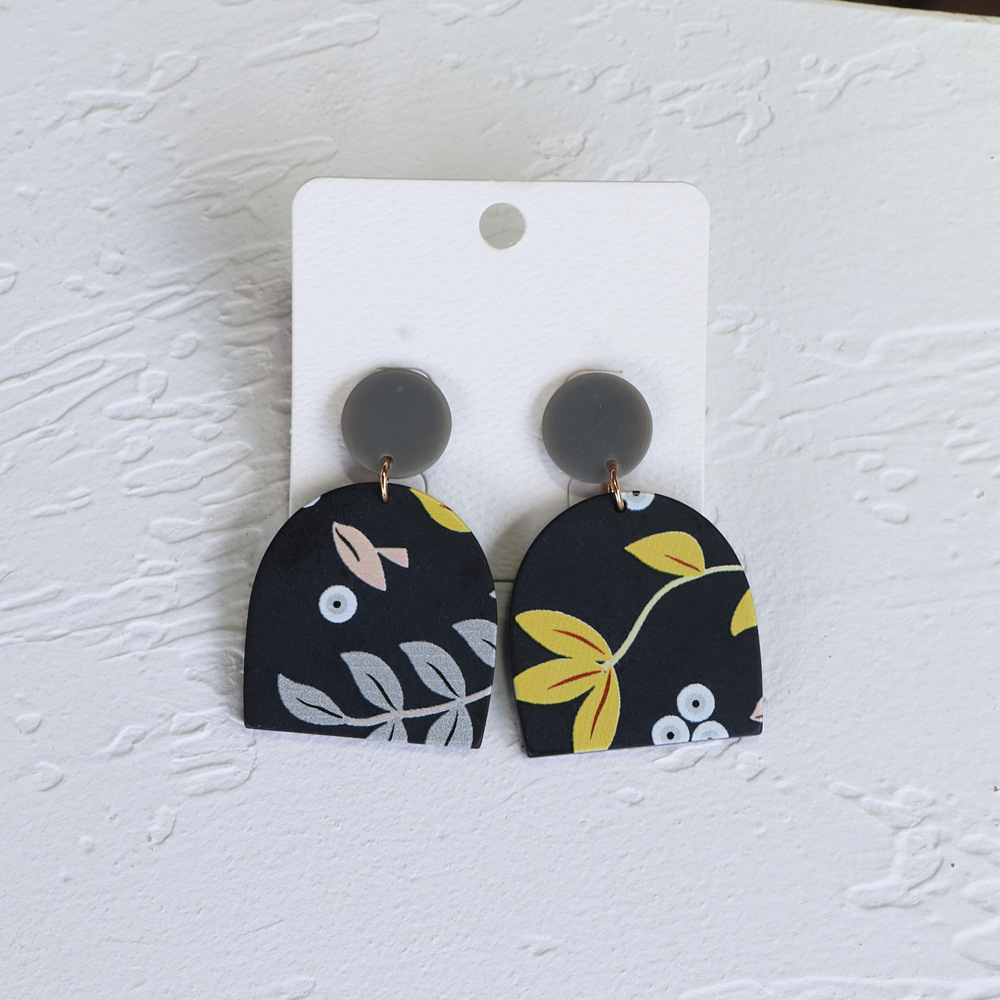 Black Series Printed Acrylic Earrings