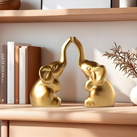 Gold Ceramic Elephant Figurines, picture 3 of 3