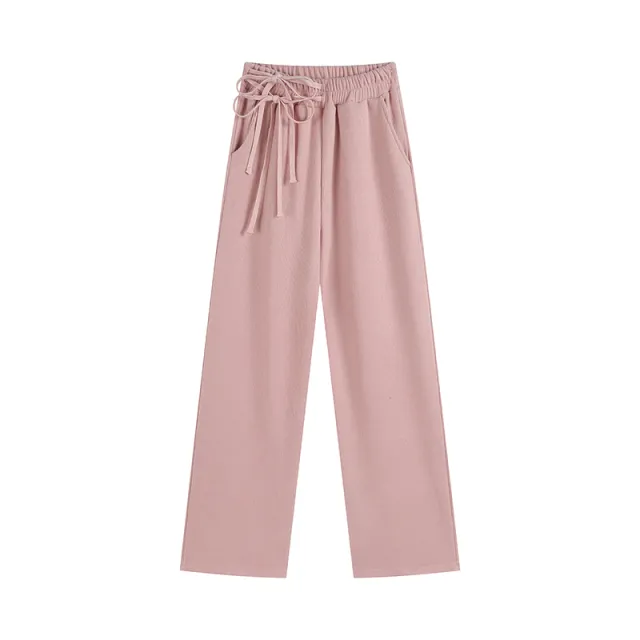 Casual Trousers Women's Spring Straight Loose Strap Corduroy Pink - Shop at LoveMi