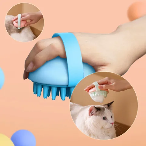 Pet Silicone Bath Massage Scrub Brush for Cats