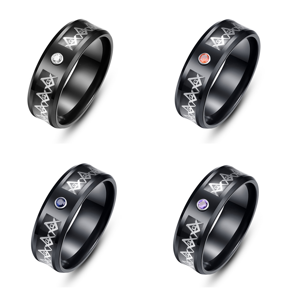 Title 2, Fashion Color Zirconia Stainless Steel Ring