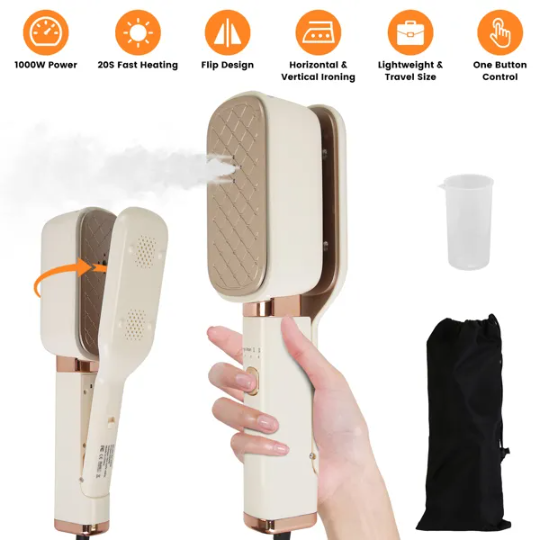 3 In 1 Travel Steamer For Clothes, 1000W Handheld Garment Steamer With 180 Rotating Head - Flat Iron, Hanging & Clip Steamer, Dry Wet Ironing, 20OZ Leak-Proof Tank, Lightweight For Travel Hom