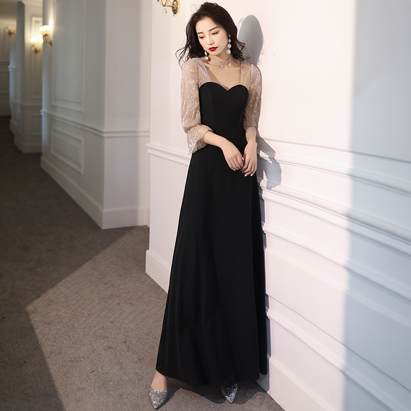 Deep V-Neck A-Line Long Evening Dress, picture 2 of 8