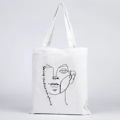 Fashionable And Simple Printed Cotton Eco-friendly Bag - White - View 1