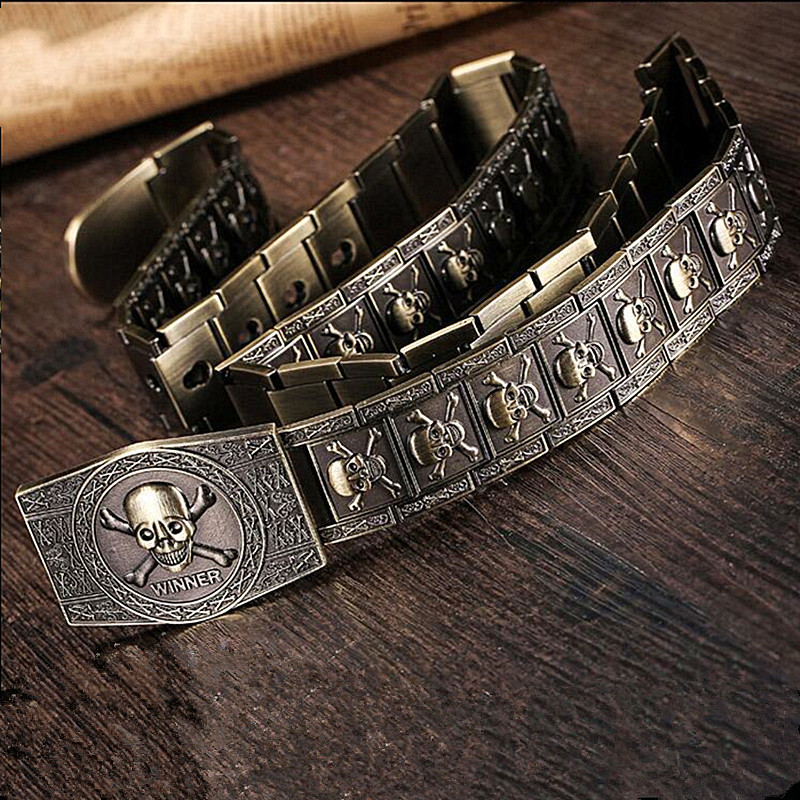 Title 3, Skeleton Metal Belt Casual Versatile Punk Motor...