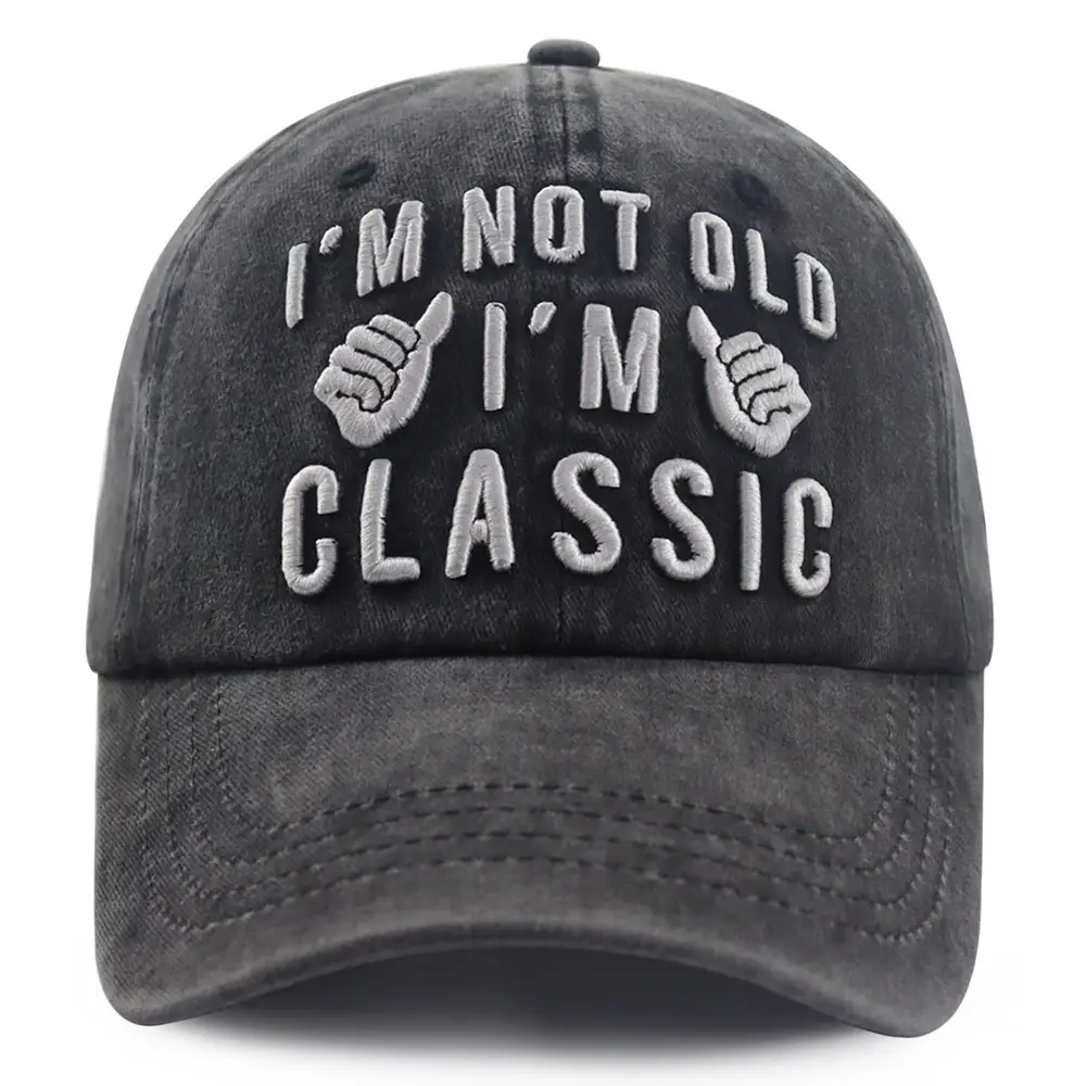 2pcs I'm Not Old I'm Classic Baseball Cap, Vintage Washed Cotton Funny Adjustable Hat For Men Women, Funny Statement Casual Hat
