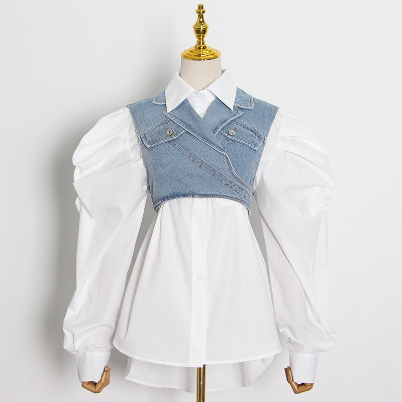 سترة قميص بلون سادة وبزر واحد