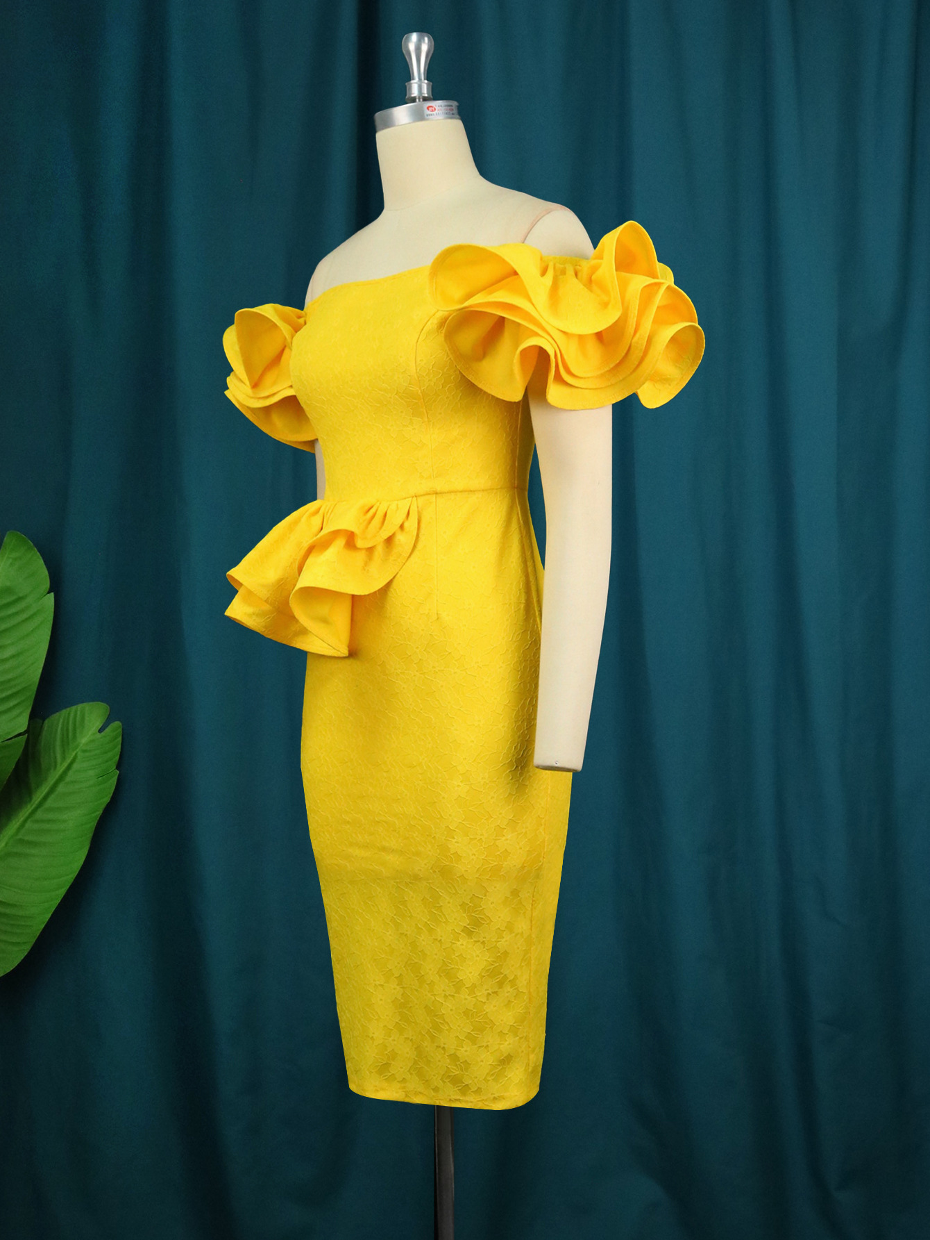 Lace Sleeveless Ruffled Dress