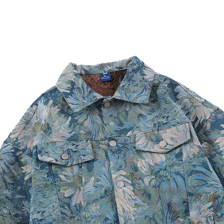 Title 1, Denim Žakard Vintage Flover Oil Painting Jacket