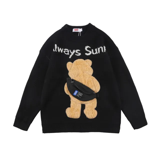 Autumn And Winter China Chic Men's Long Sleeve Loose Sweater Black - Shop at LoveMi