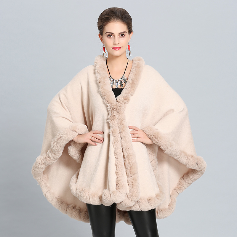 Title 2, New Large Size Faux Fox Fur Collar Knitted Shawl