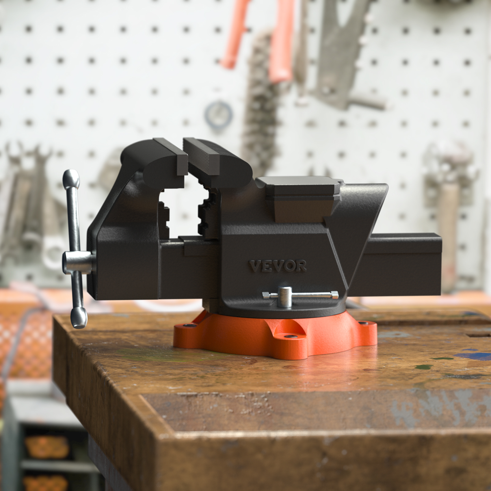 VEVOR 6inch Bench Vise W Anvil Swivel Locking Base Heavy Duty Ductile Iron image 5