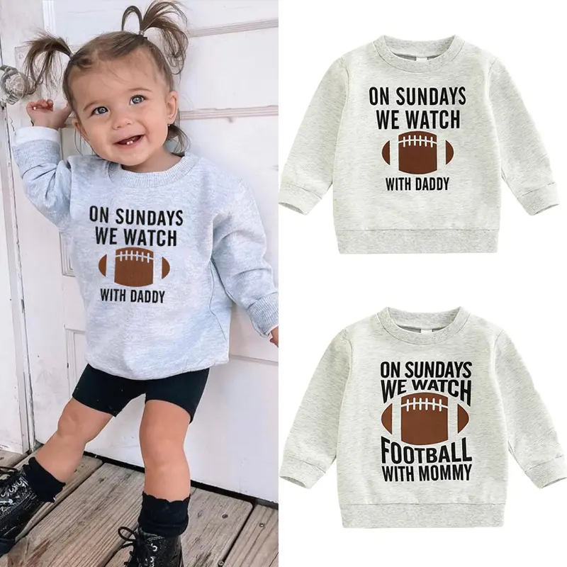 Kids Rugby Letters Print Pullover Long Sleeve Sweatshirt