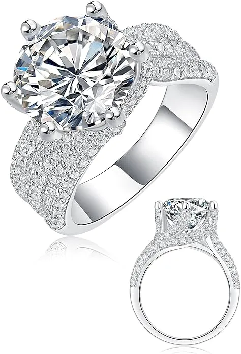 5ct Moissanite Engagement Rings For Women, 11MM Center Stone, D Color VVS1 Created Moissanite Wedding Promise Proposal Rings For Women Her, Anniver... Six - Shop at LoveMi