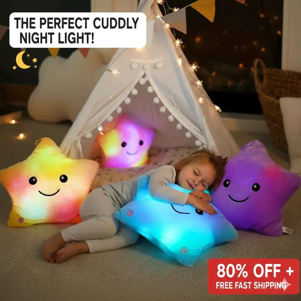 34CM Colorful Luminous Five-pointed Star Pillow Plush