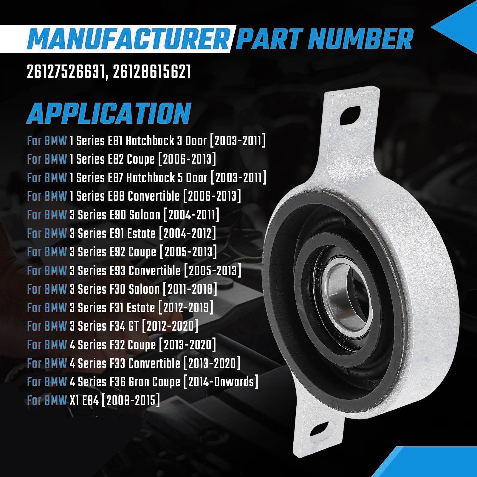 Propshaft Mounting Bearing For BMW E81 E87 E90 E91 E92 F30 F31 F32 26127526631 — image 6