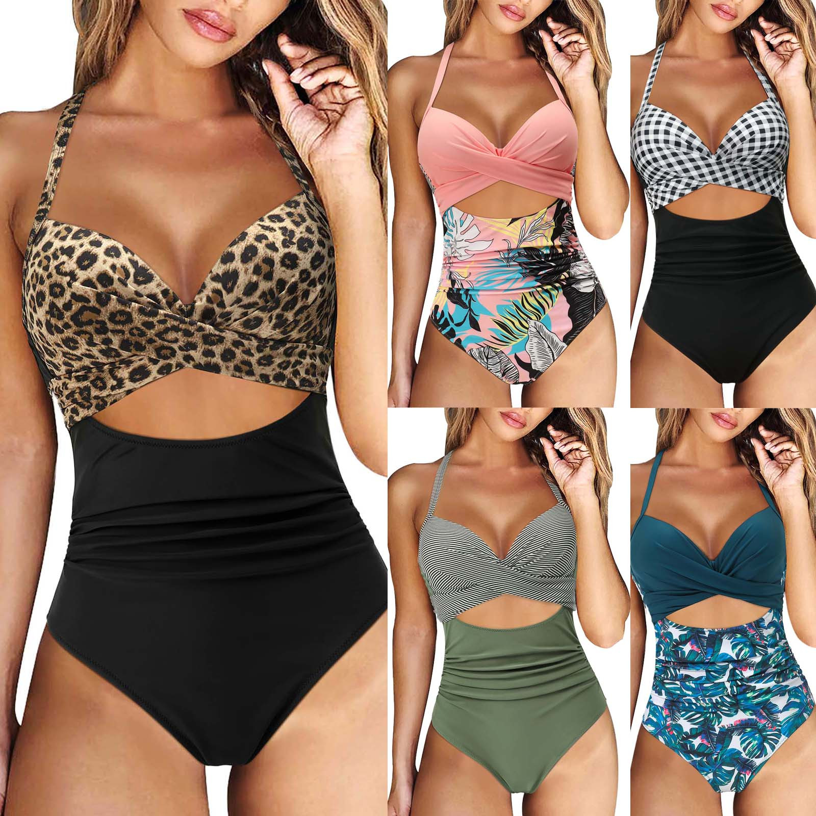 Women's Off Shoulder Multicolor Plus Size Printed Swimsuit - Image 2