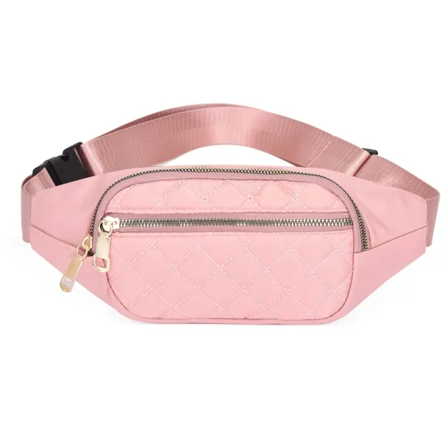 Rhombus Fanny Packs For Women Crossbody Waist Bags For Sports Hiking Cycling Running Pink - Shop at LoveMi