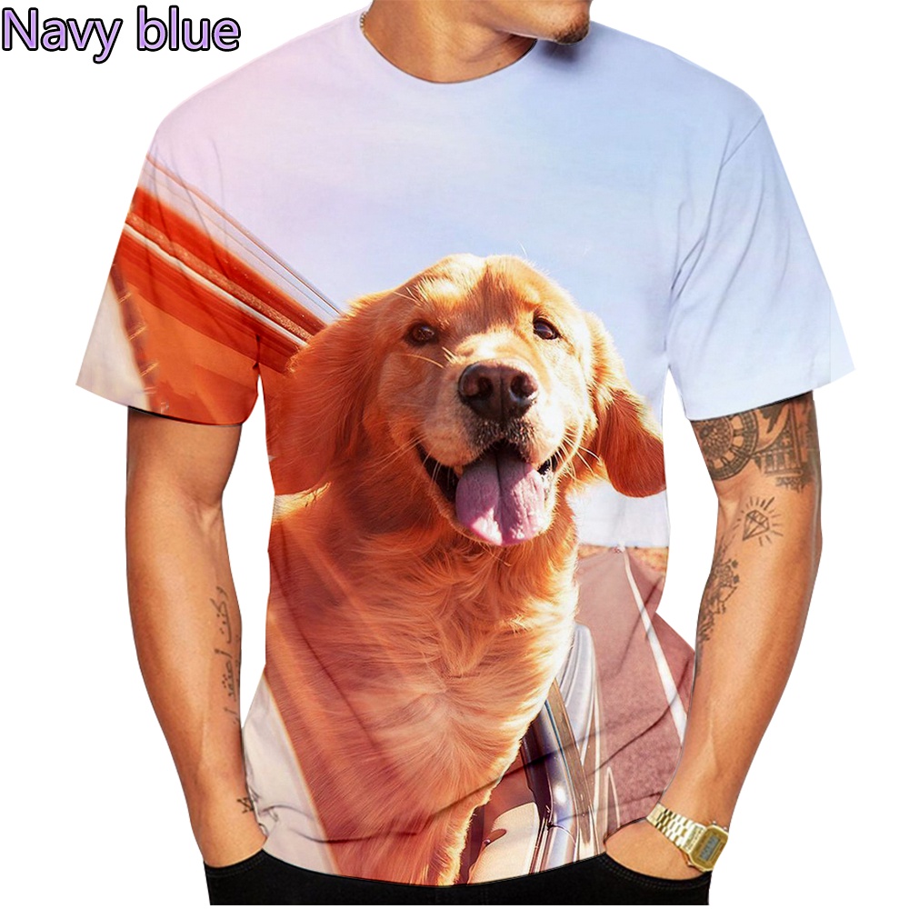 Title 3, Herren Sommer T-Shirt mit süßem Hund 3D-Druck, ...