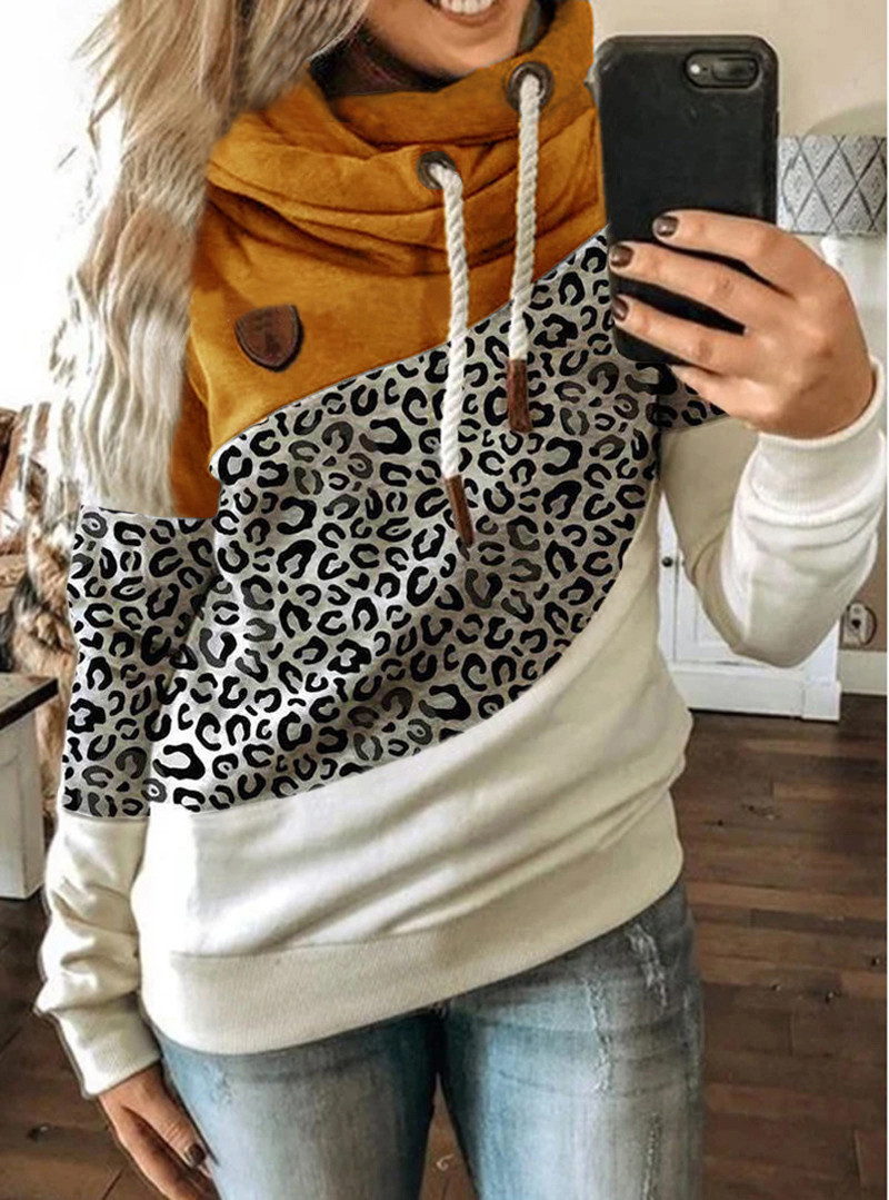 Title 6, Printed stitching hooded fleece loose sweatshirt