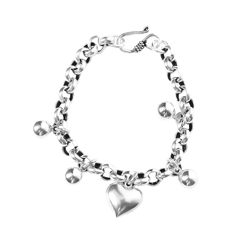 Retro Women's Heart Bead Bracelet Niche