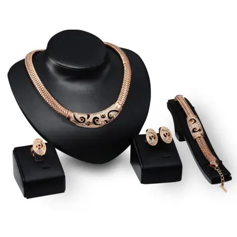Punk Jewelry Set Necklace Earrings Bracelet Ring Four Piece