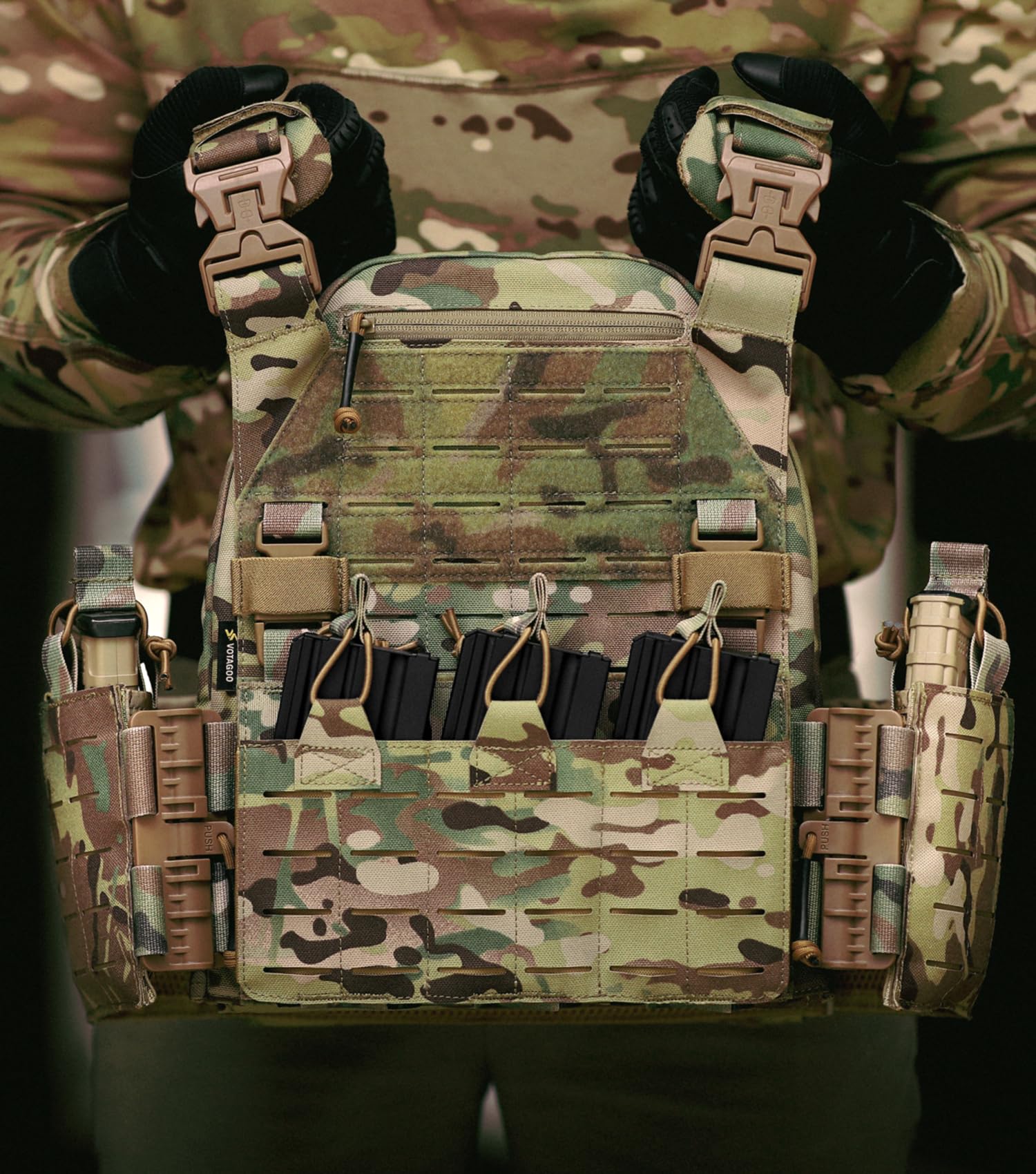 Quick Release Tactical Airsoft Vest - Breathable & Weighted. High-Strength & Wear-Resistant Material: The VOTAGOO tactical vest is made of high quality nylon, an heavy duty fabric that resists wear, stress, and tearing. Designed to perform in diverse comb