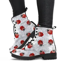 Women's High Help Combat Boots Seven Star Ladybird Cute Cartoon British Work Clothes Boots - Ladybird-Size35 - View 1